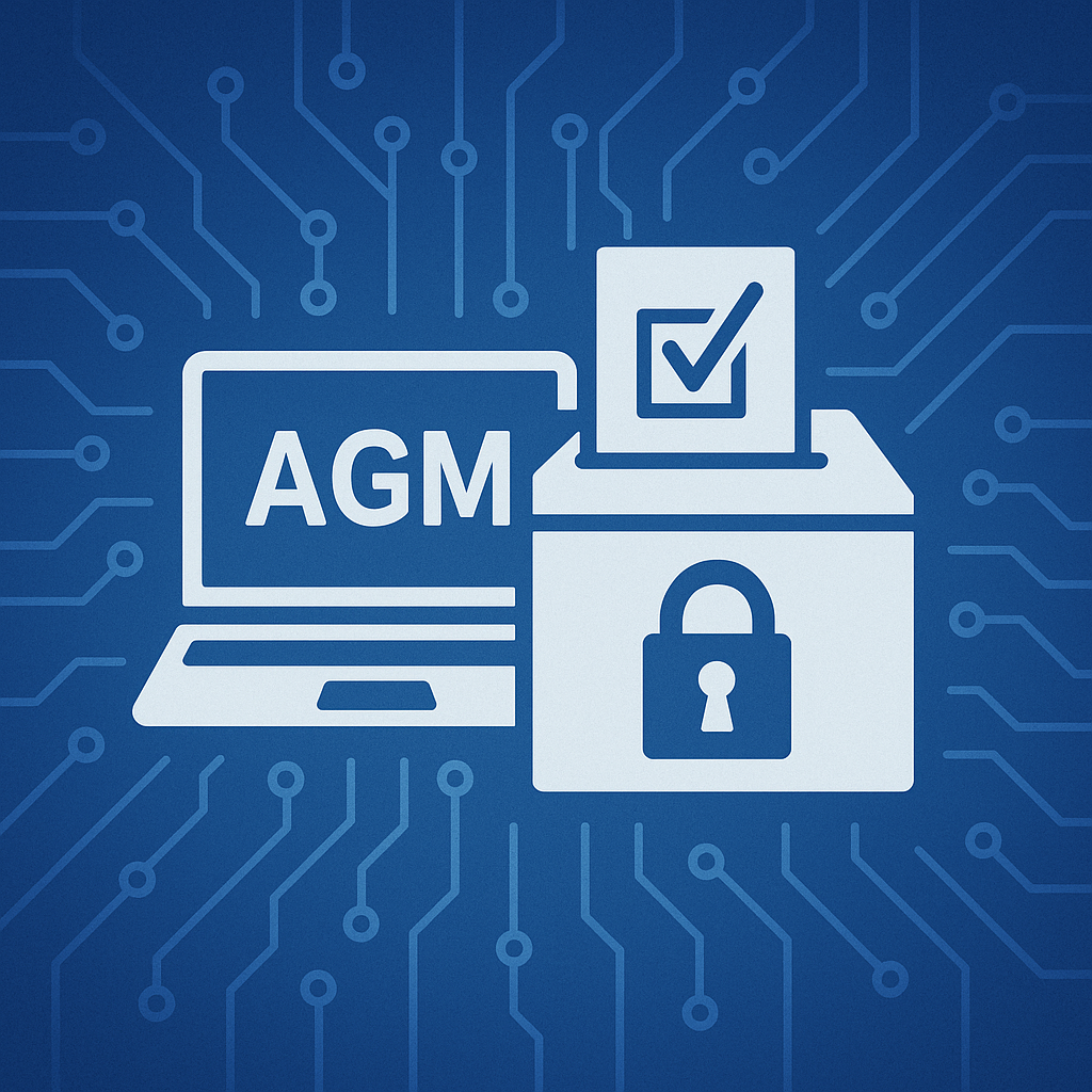 Abstract image showing electronic annual general meeting and secure voting system