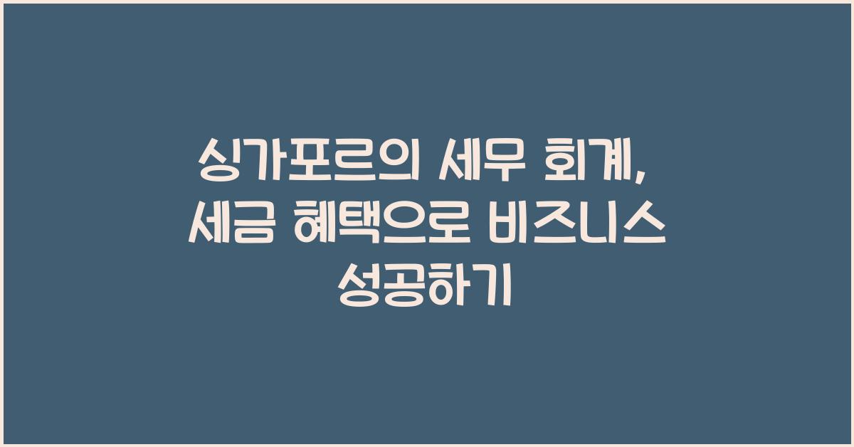 싱가포르의 세무 회계: 비즈니스 친화적인 세금 정책