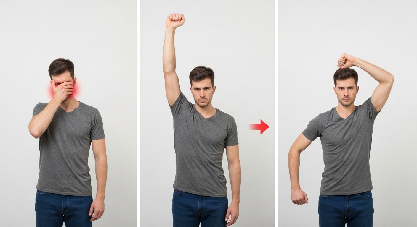 어깨 오십견의 주요 증상: 어깨 운동 범위 감소