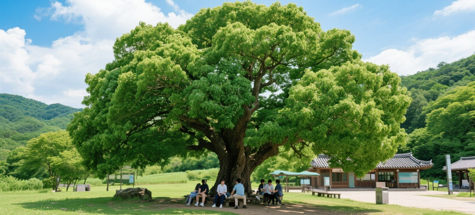 현풍휴게소 500년 느티나무 힐링존 그늘 쉼터 전경