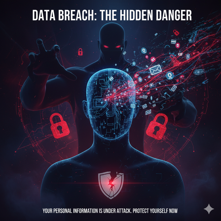 개인정보 유출의 위험성을 시각적으로 경고하는 모습