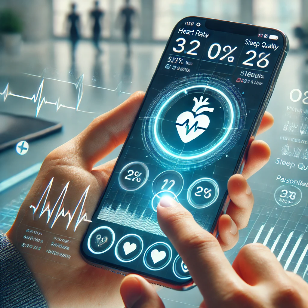 AI 기반 스마트 헬스케어 앱을 사용하는 사람의 모습