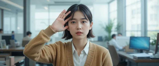 피곤하고 불편한 표정으로 의자에 기대앉아 있는 모습