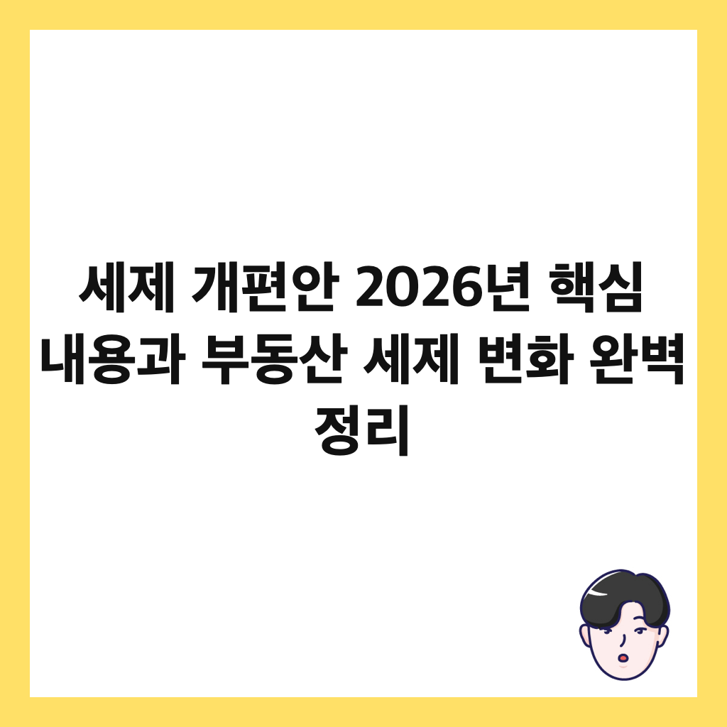 세제 개편안 2026년 핵심 내용과 부동산 세제 변화 완벽 정리 썸네일