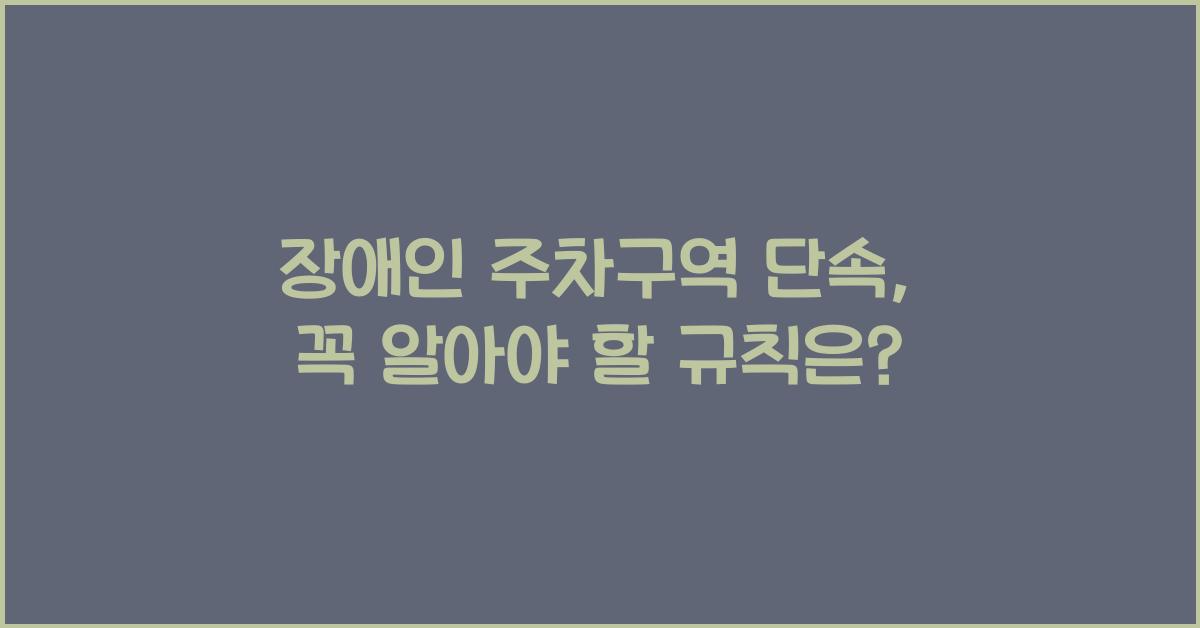 장애인 주차구역 단속