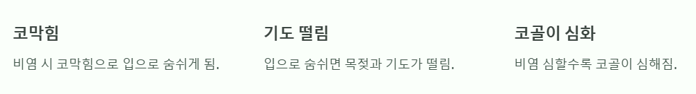 비염 코골이 설명 요약 사진