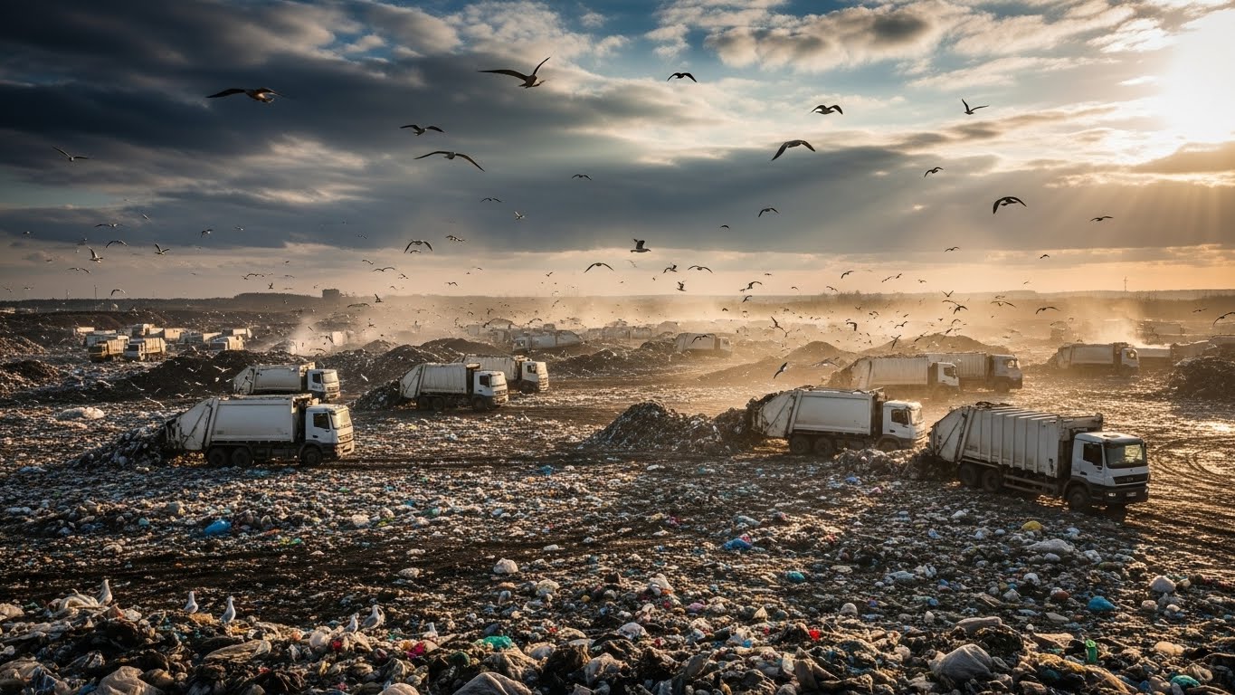포화 상태에 이른 인천 수도권 매립지의 전경