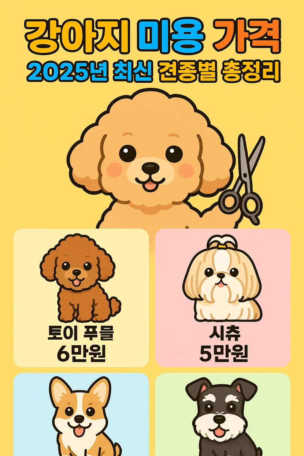 강아지 미용 가격 2025년 최신 견종별 총정리