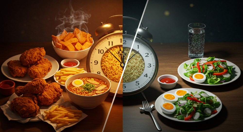 "밤마다 먹는 야식, 왜 건강에 해롭고 어떻게 줄일까?"