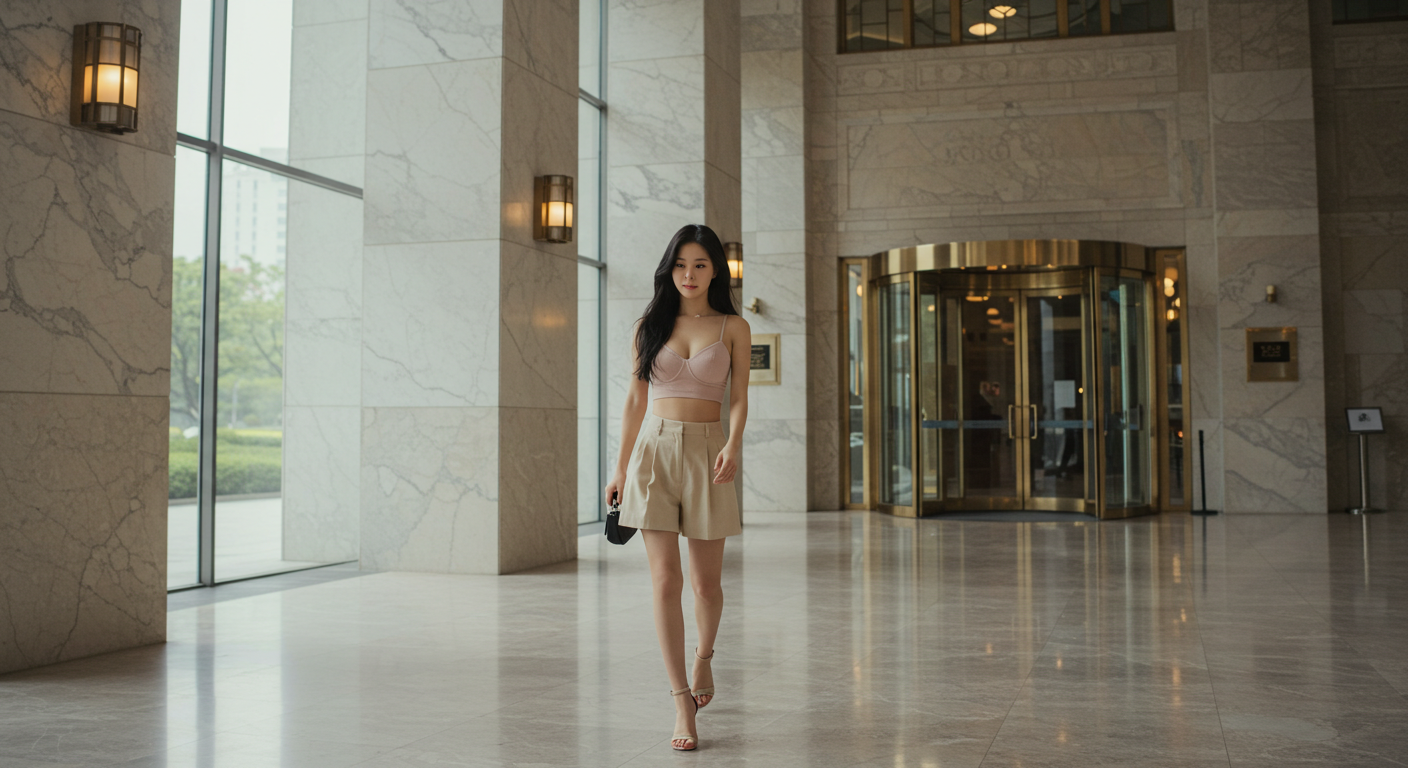 건물로 들어가는 여성