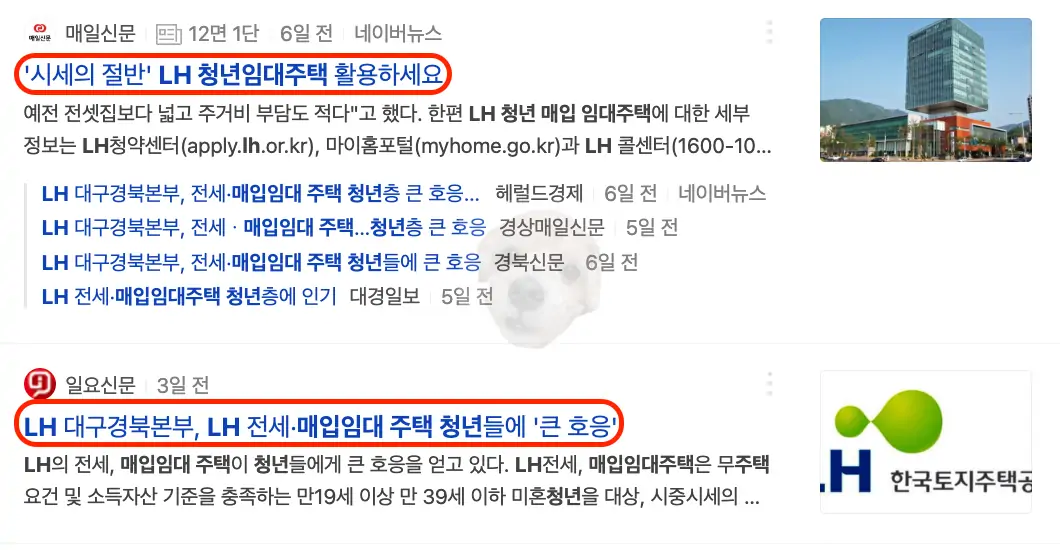 LH 청년 매입임대주택 관련 뉴스 기사
