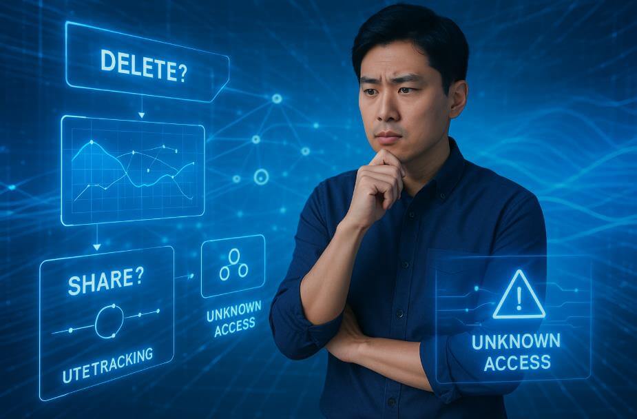 개인 정보가 여러 방향으로 퍼져나가는 위험성을 표현한 장면