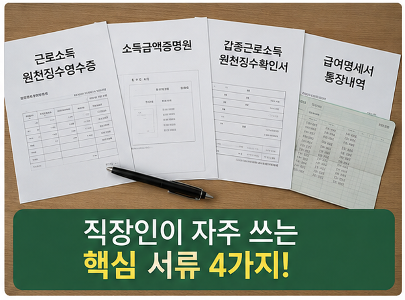 "내 상황엔 어떤 걸 떼야 할까?" - 2026 직장인 소득증빙 필수 서류 4종 사용처 및 발급방법 완벽 정리