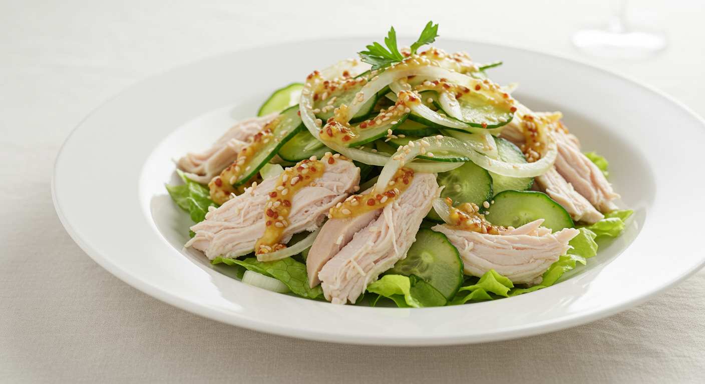 오이닭냉채 – 새콤달콤 입맛 살리는 시원한 한 접시