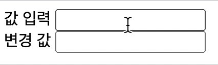 jQuery change 이벤트 input text 예제 실행 결과