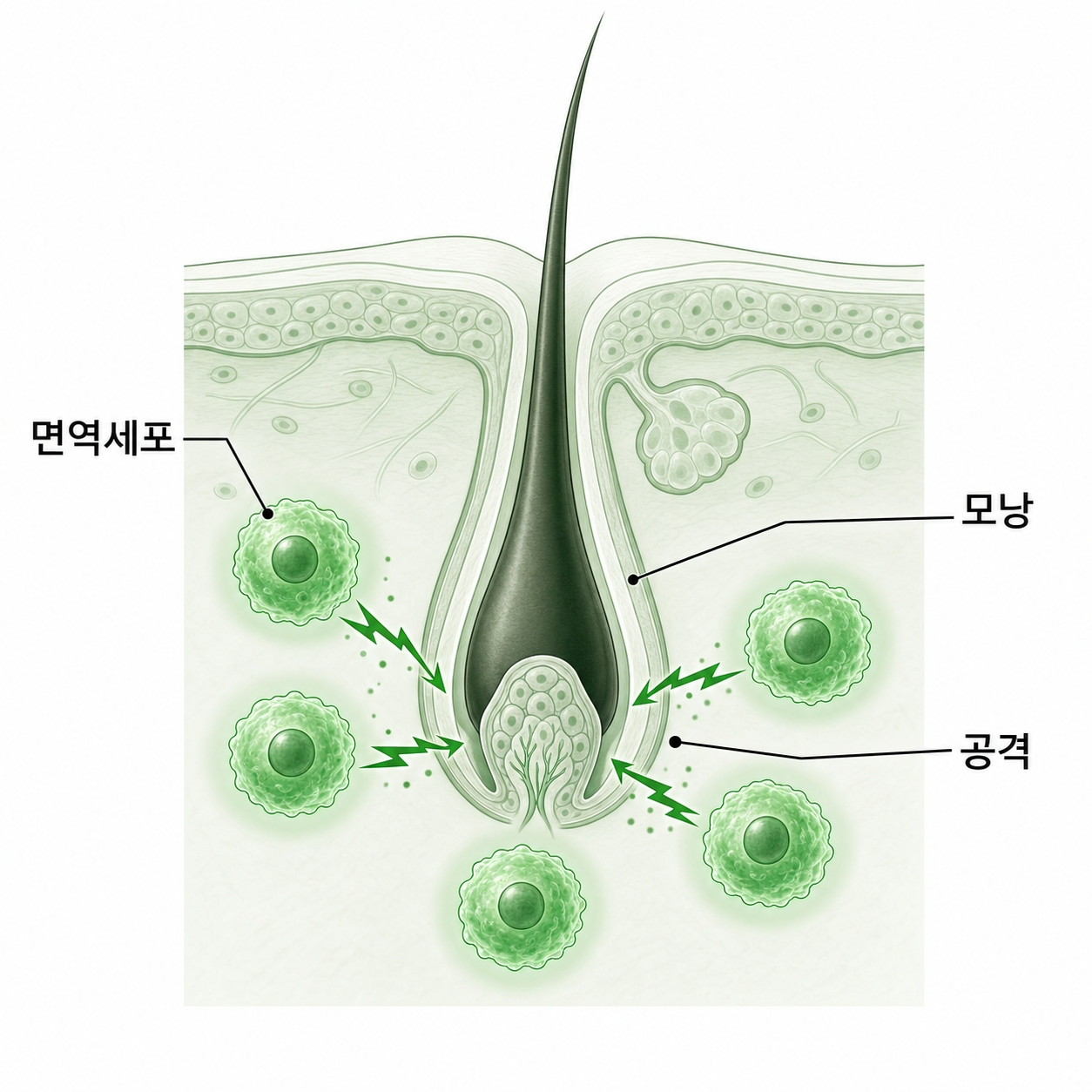 원형탈모 원인 자가면역 모낭 공격