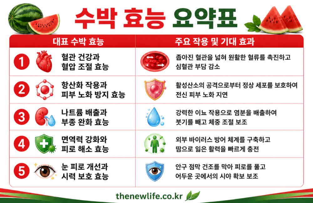 수박 효능 요약표