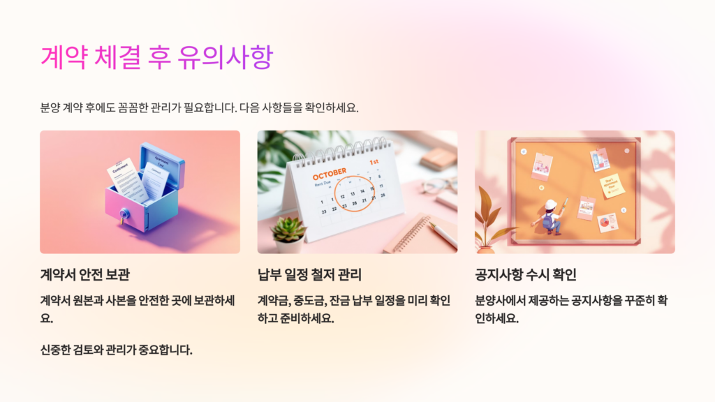 계약 체결 후 유의사항