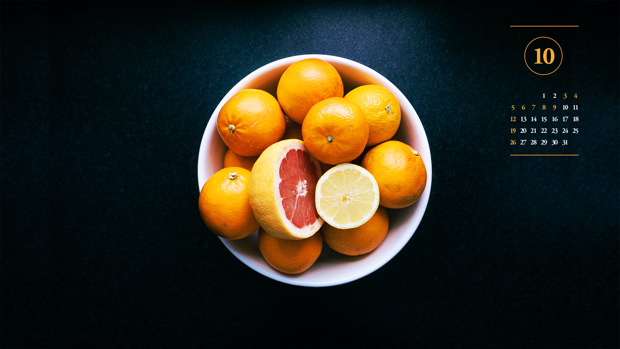 15 그릇에 담긴 오렌지 A - 2025년10월 노트북배경화면