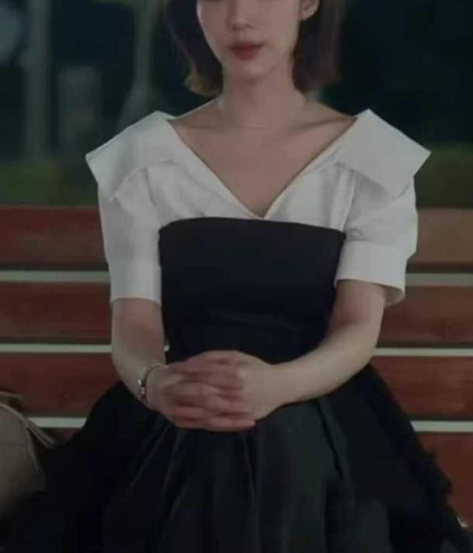 내남편과 결혼해줘 5회 박민영 강지원 원피스 셔츠 브이넥 플레어 A라인 페이크 투피스 블랙 화이트 드레스 패션 의상 코디 옷