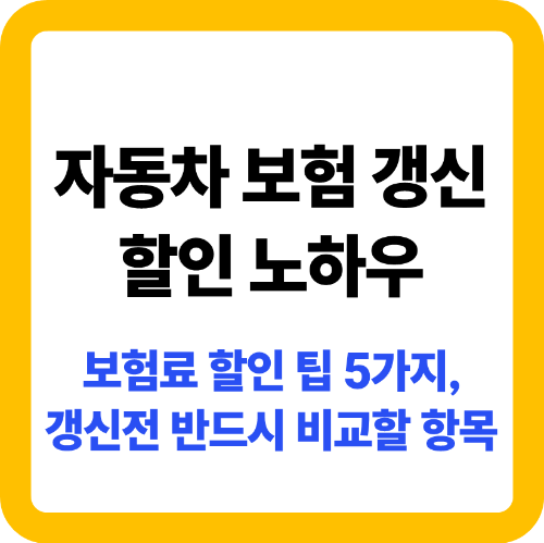 자동차 보험 갱신 시기 할인 노하우