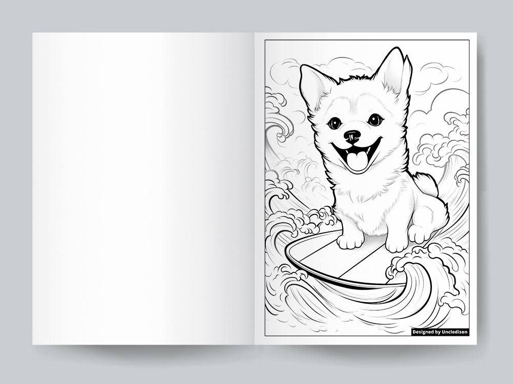 색칠공부도안 귀여운 동물 강아지 캐릭터 어른 어르신