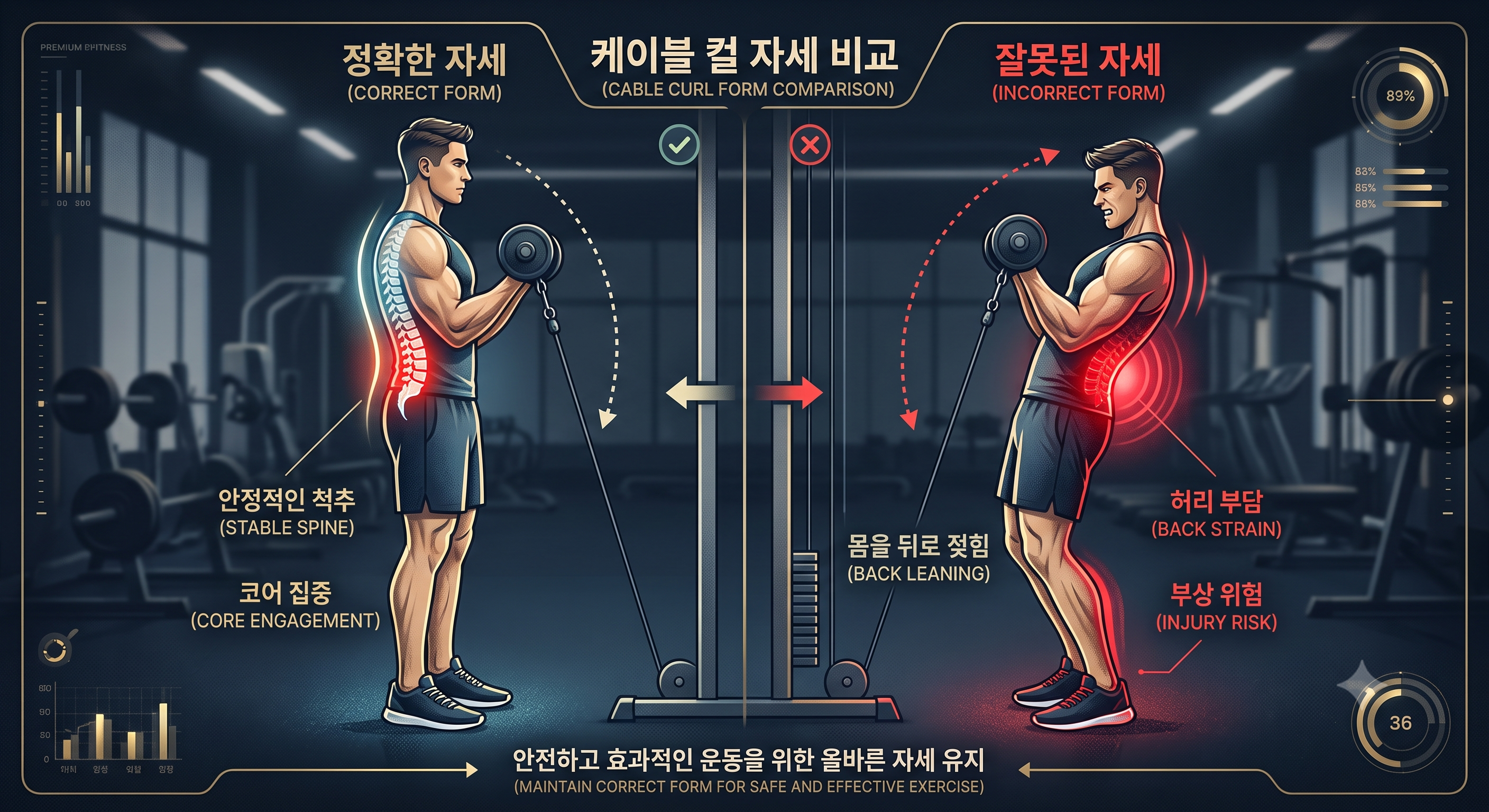 케이블 컬에서 허리가 개입되는 진짜 이유