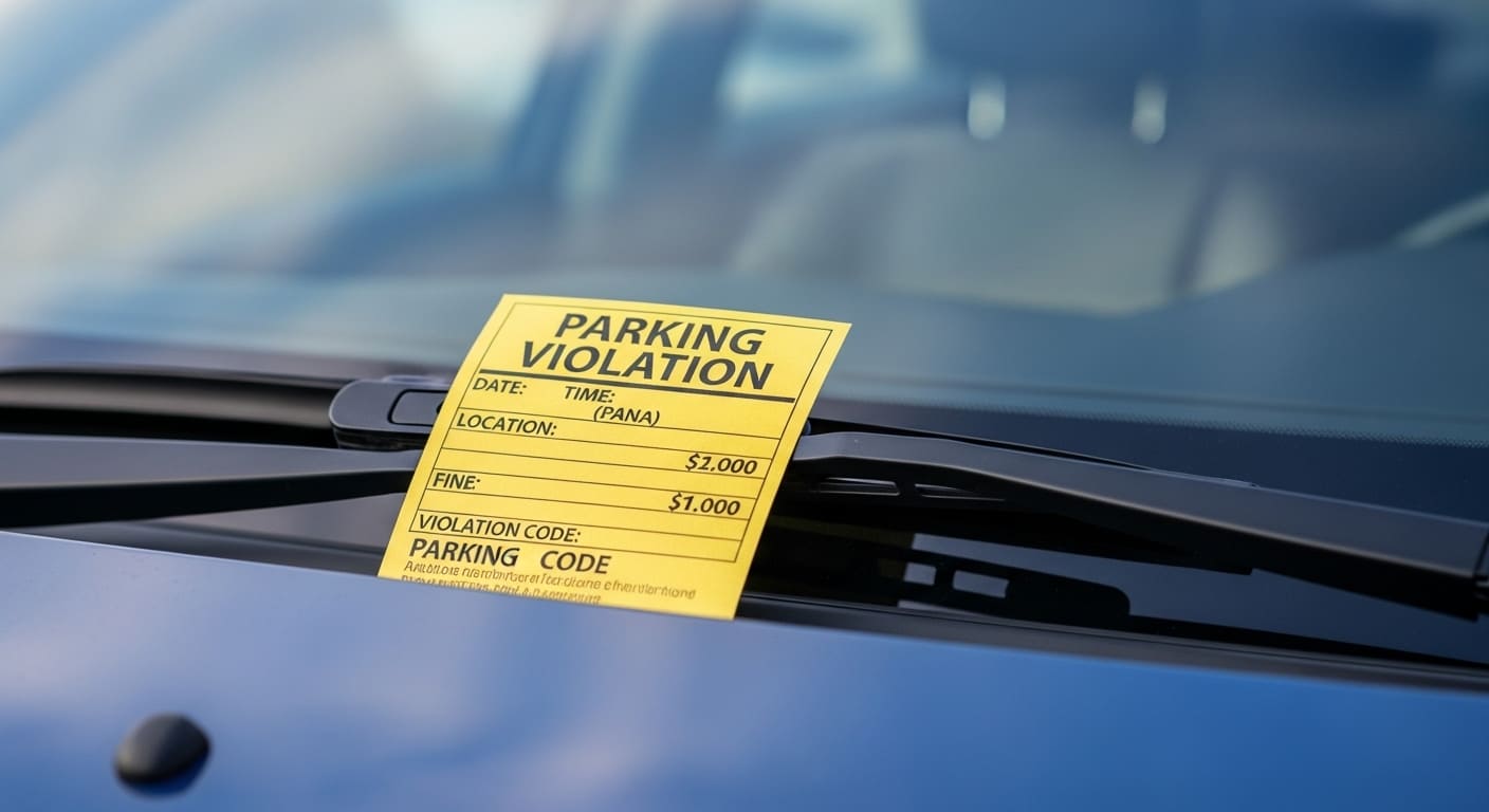 주정차 과태료 고지서가 차량에 부착된 모습