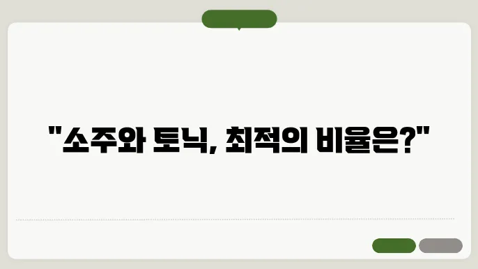 소주 토닉워터 비율 소개