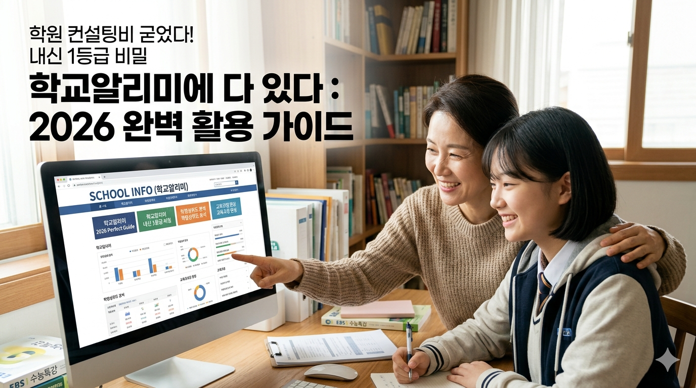 학원 컨설팅비 굳었다! 내신 1등급 비밀, 학교알리미에 다 있다 2026 완벽 활용 가이드- 엄마와 중고등학생 자녀의 모습