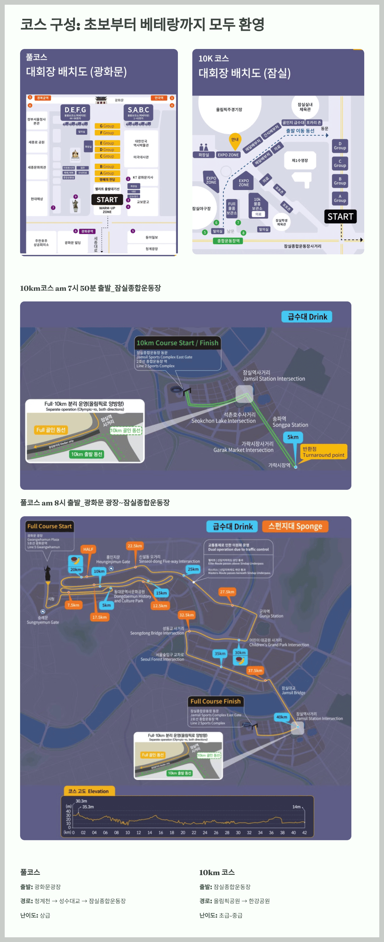 코스 구성: 초보부터 베테랑까지 모두 환영