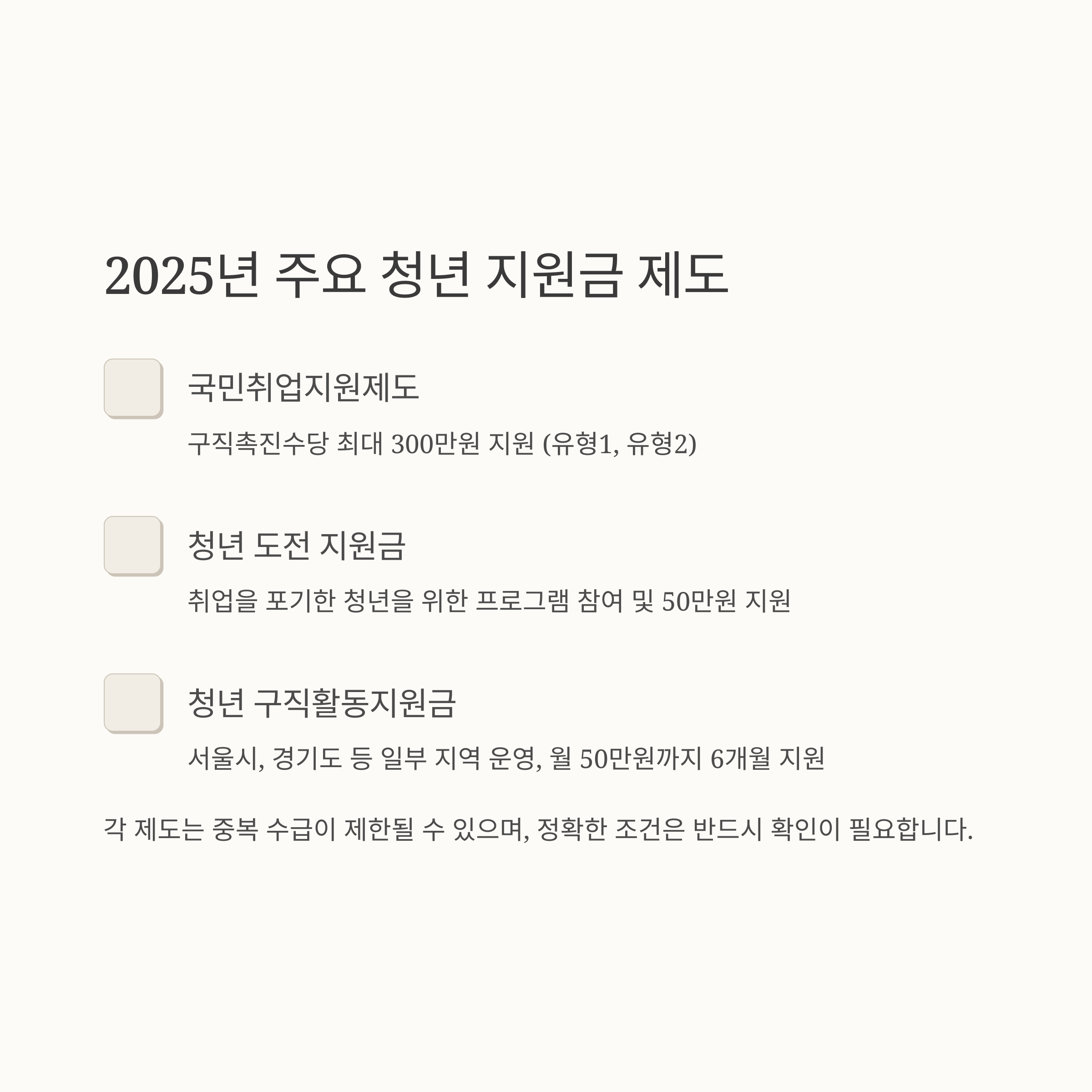 2025년 주요 청년 지원금 제도