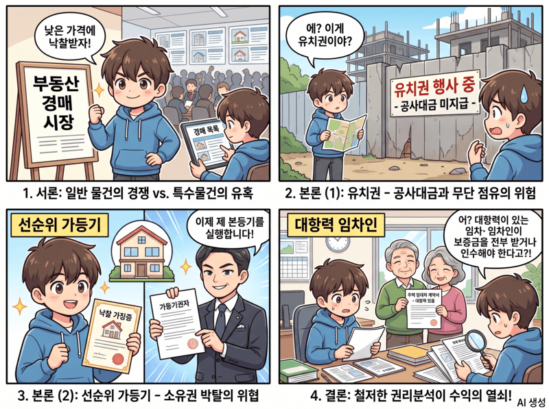 경매초보자가 피해야할 특수물건(선순위가등기, 유치권,대항력있는 임차인 )설명