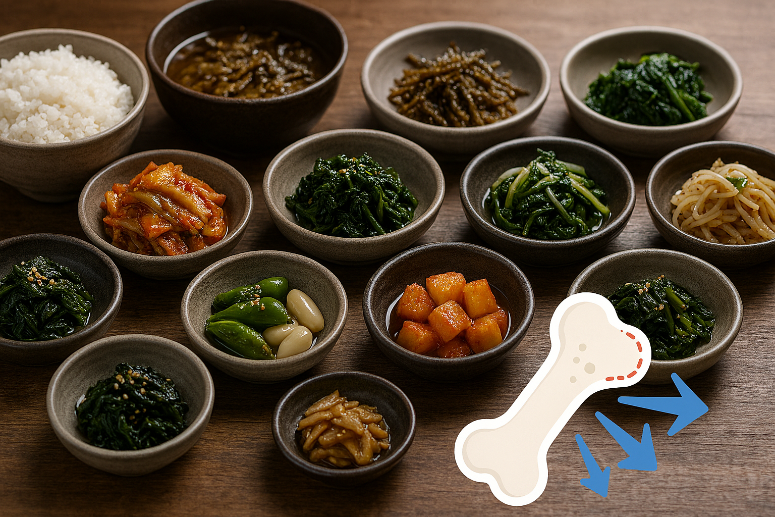 짠 반찬이 많은 식탁 이미지