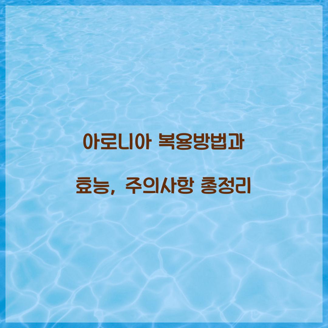 아로니아 복용방법