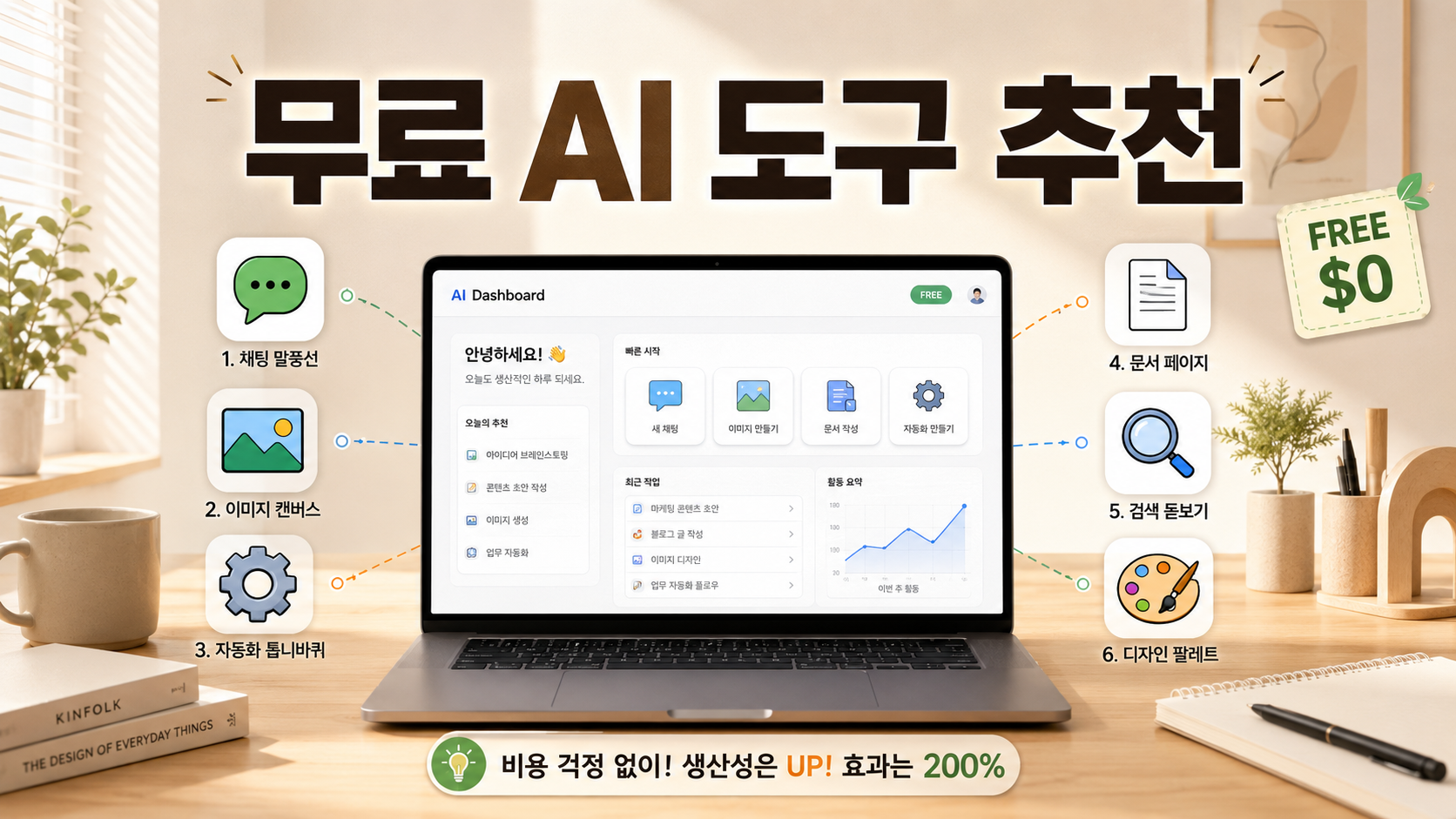무료 AI 도구 추천 6가지 (글쓰기·이미지·자동화까지 한 번에 정리)