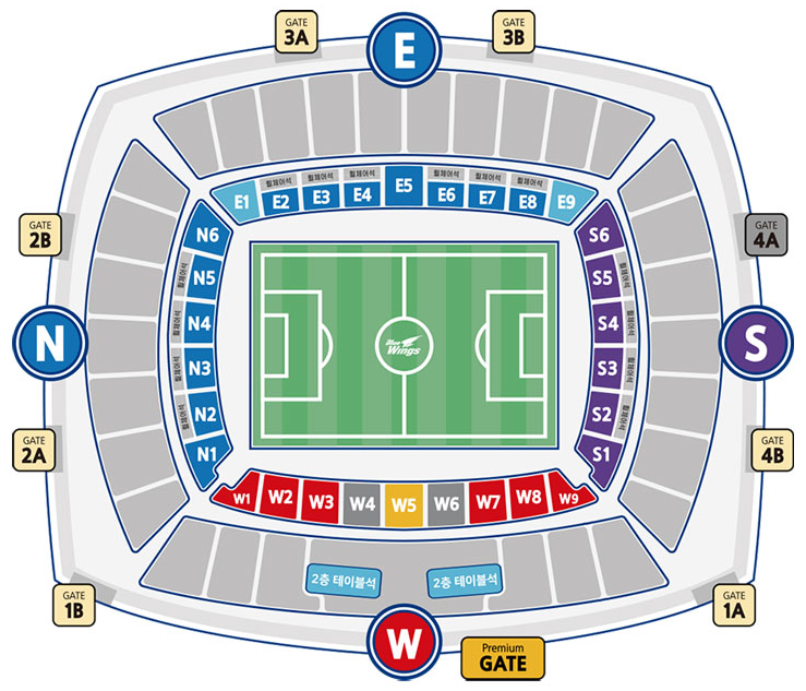 수원 삼성블루윙즈 수원월드컵경기장 좌석 배치도