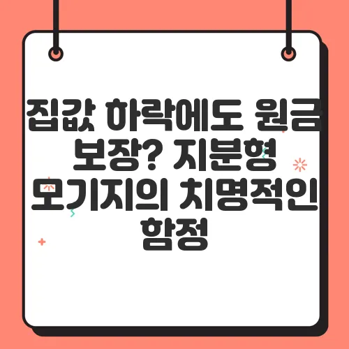 집값 하락에도 원금 보장? 지분형 모기지의 치명적인 함정