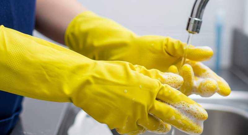 보호 장갑 착용