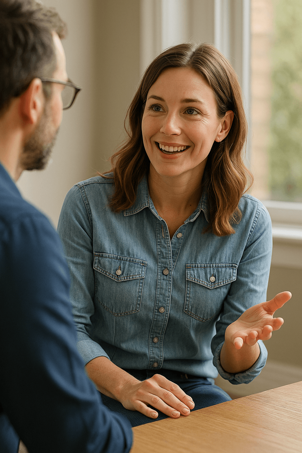 자연스럽게 스몰토크를 진행하고 있는 이미지