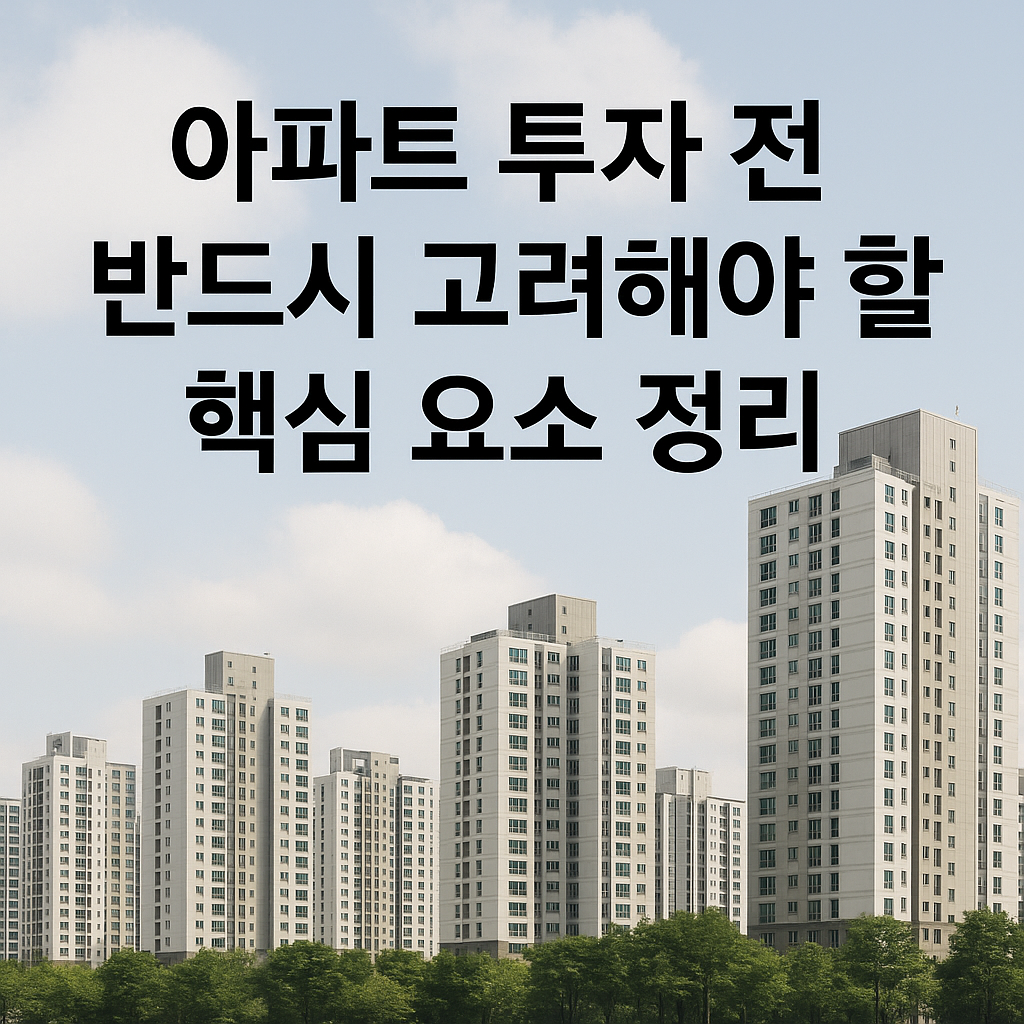아파트투자시 반드시 고려해야 할 핵심요소 이미지