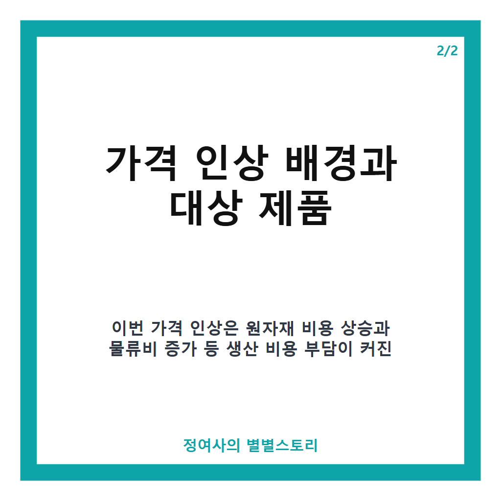 해태제과 가격 인상, 10월부터 주요 제품 평균 7.8% 올라가는 이유와 변화점 분석 카드뉴스 3