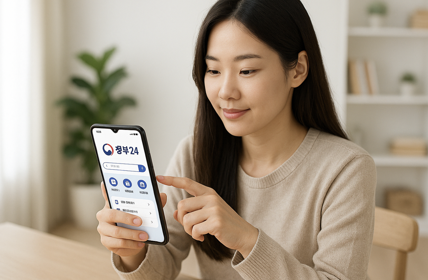 정부24 앱을 이용하는 모습