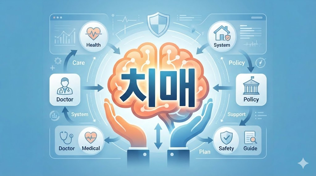 치매 주치의 제도 혜택과 신청 방법을 설명하는 비즈니스 인포그래픽 디자인