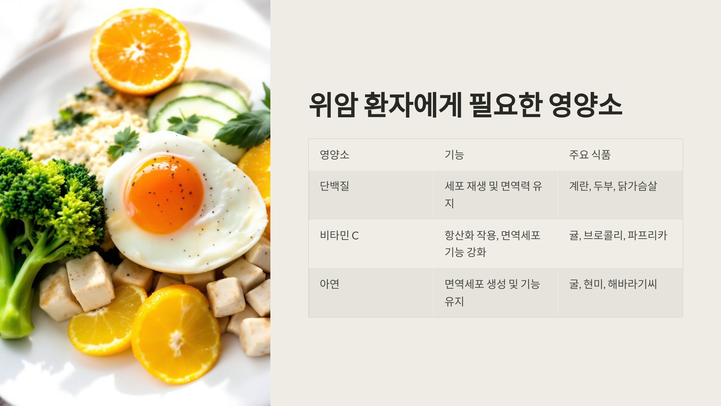 위암 환자에게 필요한 영양소