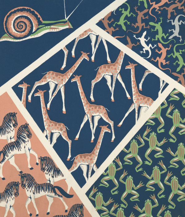 나뭇잎, 바다, 동물 패턴을 반영한 글자 디자인