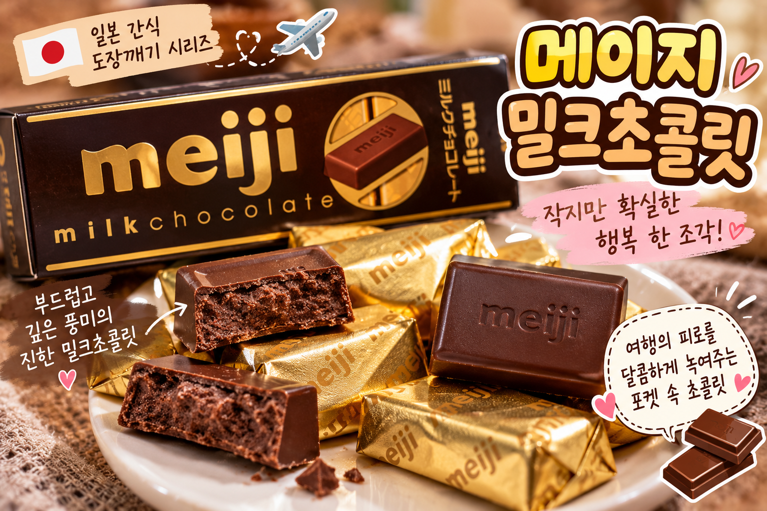 일본 메이지 밀크초콜릿을 직접 살펴보고 맛과 풍미, 포장 구성, 영양정보를 정리했습니다