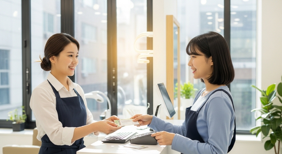미용실에서 결제하는 모습