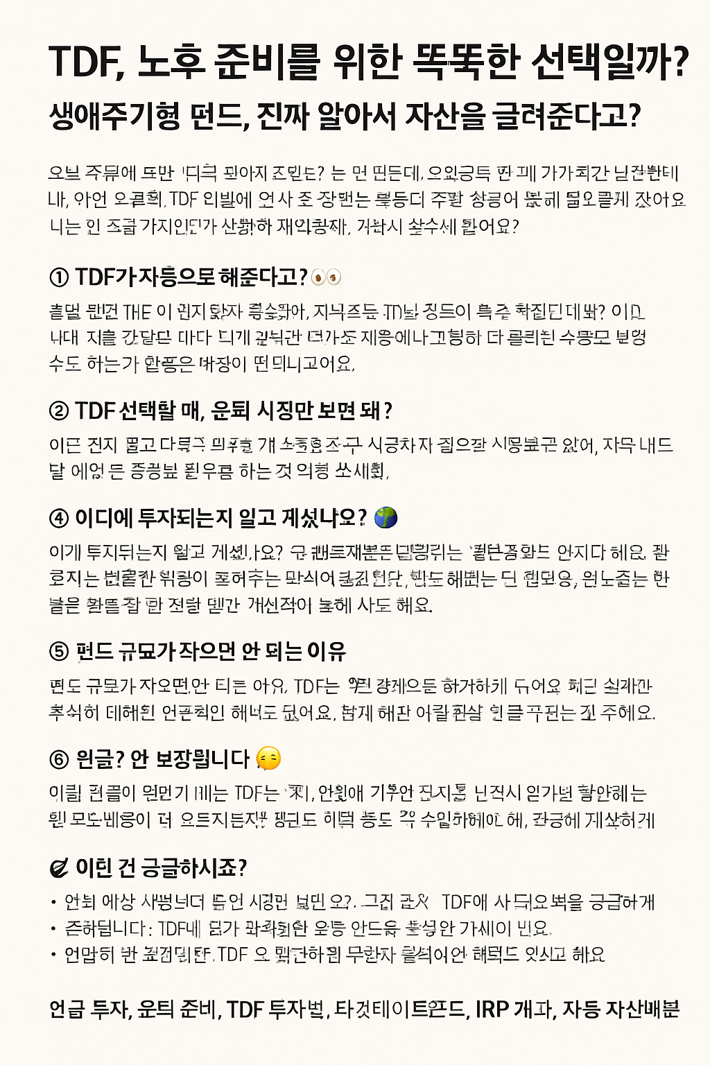 TDF 노후 준비를 위한 똑똑한 선택일까?