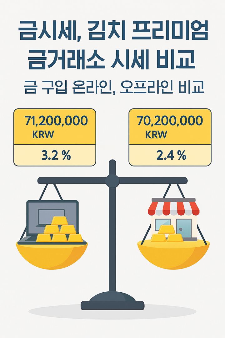 금시세, 김치 프리미엄, 금거래소 시세 비교, 금 구입 온라인, 오프라인 비교